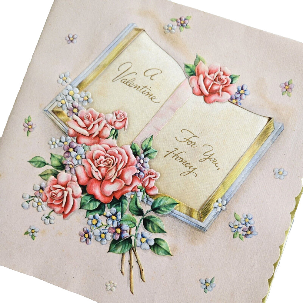 Vintage Hallmark Card Love Note Valentine Romantic Floral Cottagecore Retro 1945
